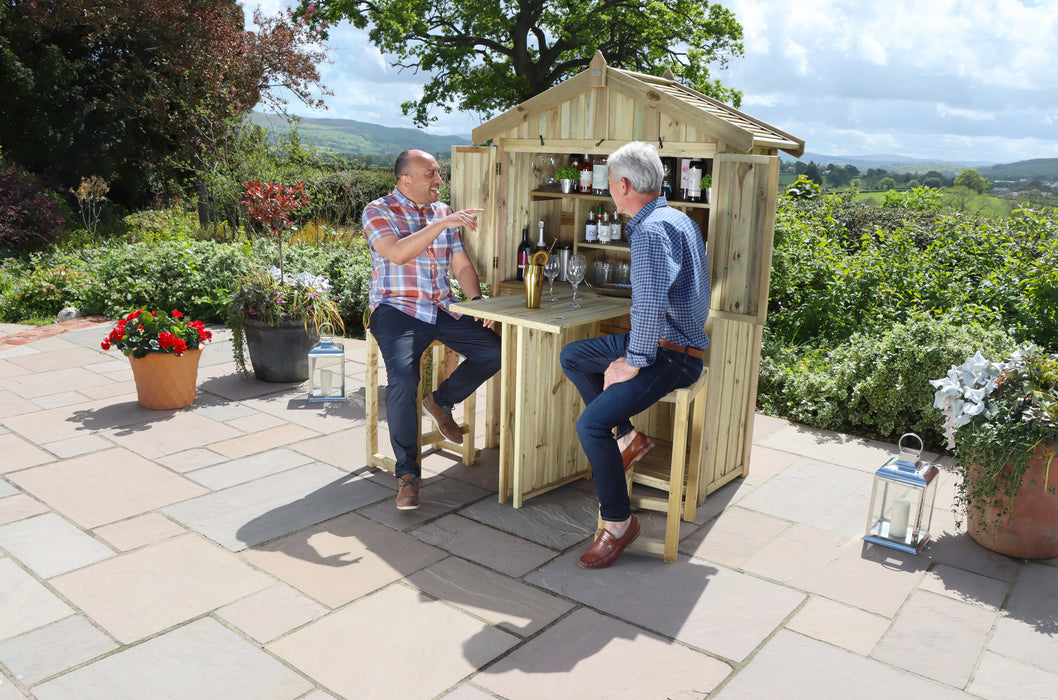 Garden Bar & 2 Stool Set