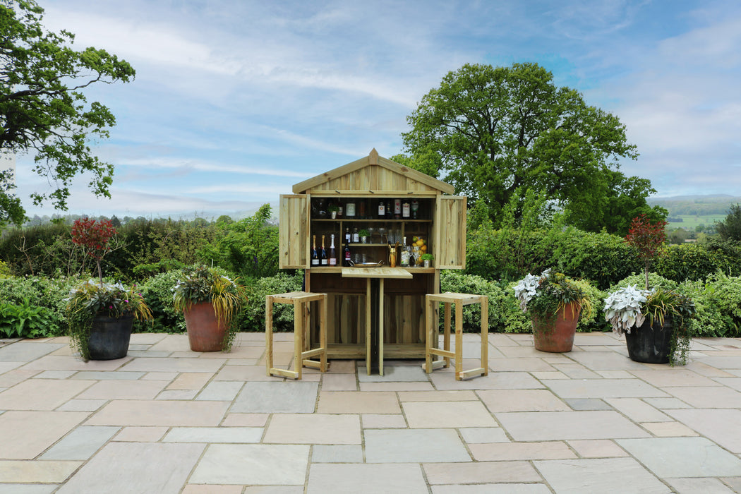 Garden Bar & 2 Stool Set