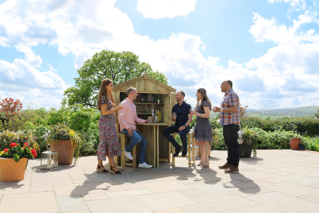 Garden Bar & 2 Stool Set