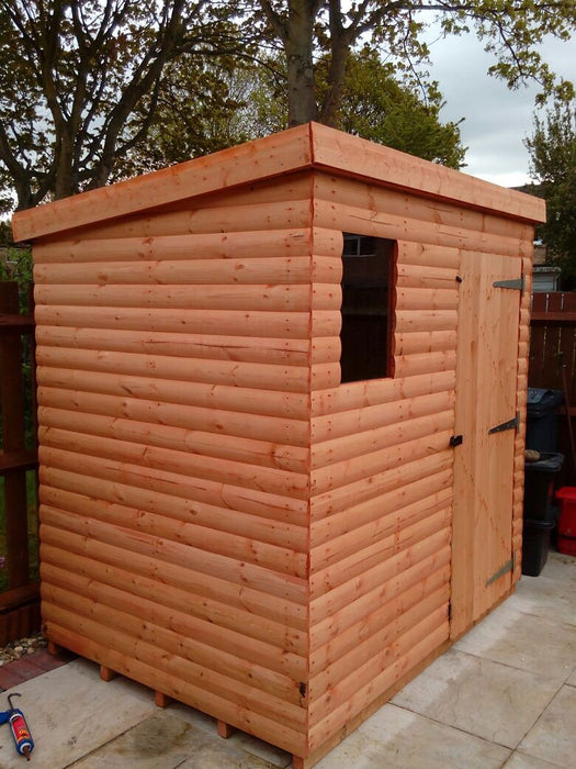Log Lap Cladded Pent Shed