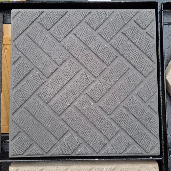 Charcoal Herringbone Design Concrete Flags (450x450)